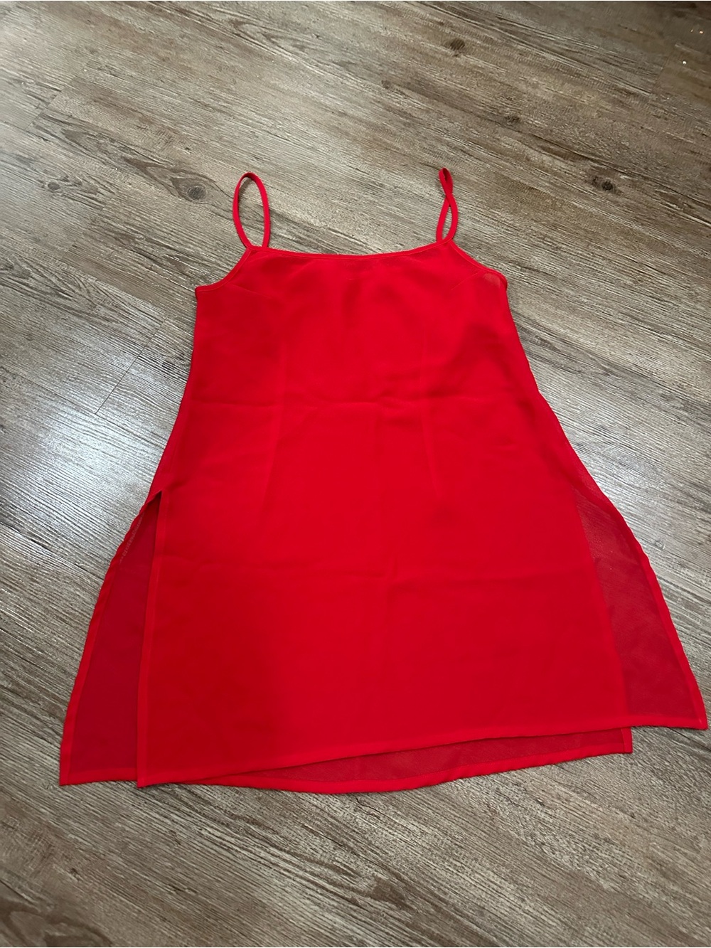 Red Sleeveless Slip Dress
